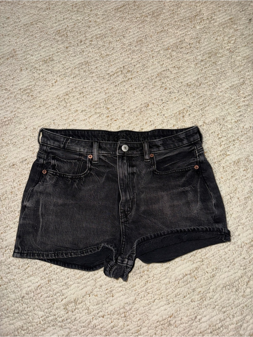 American Eagle Outfitters Black Denim High-Rise Women's Shorts